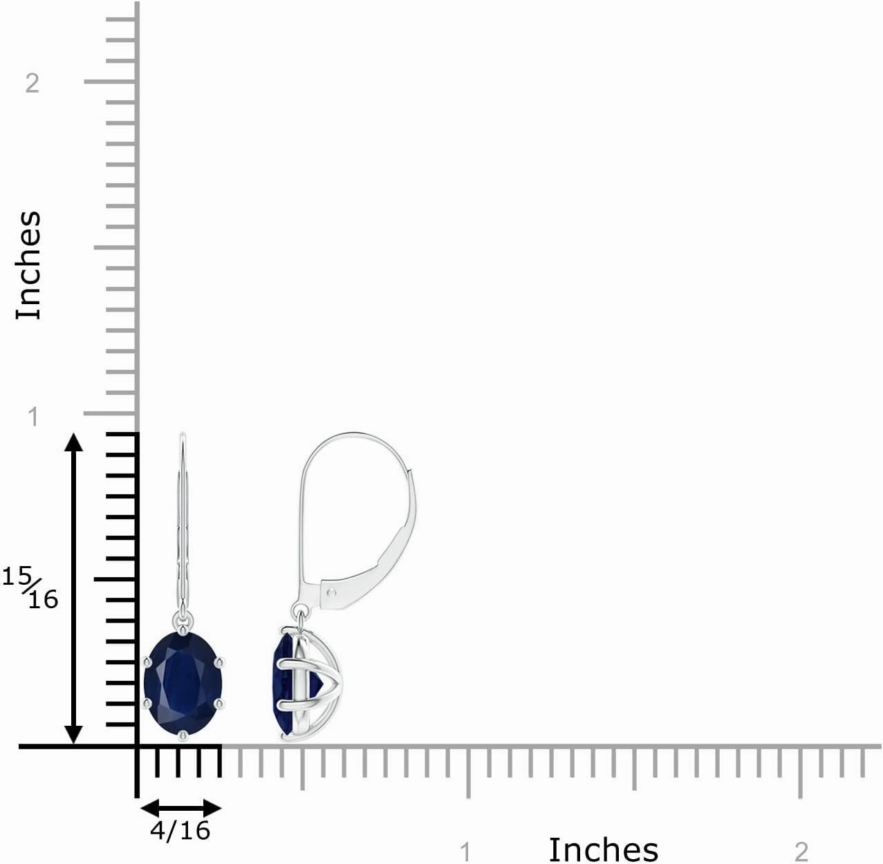 ANGARA Natural Oval Sapphire Leverback Drop Earrings in 14K Solid Gold/Platinum | September Birthstone, Birthday, Engagement, Anniversary, Wedding Jewelry Gift for Women