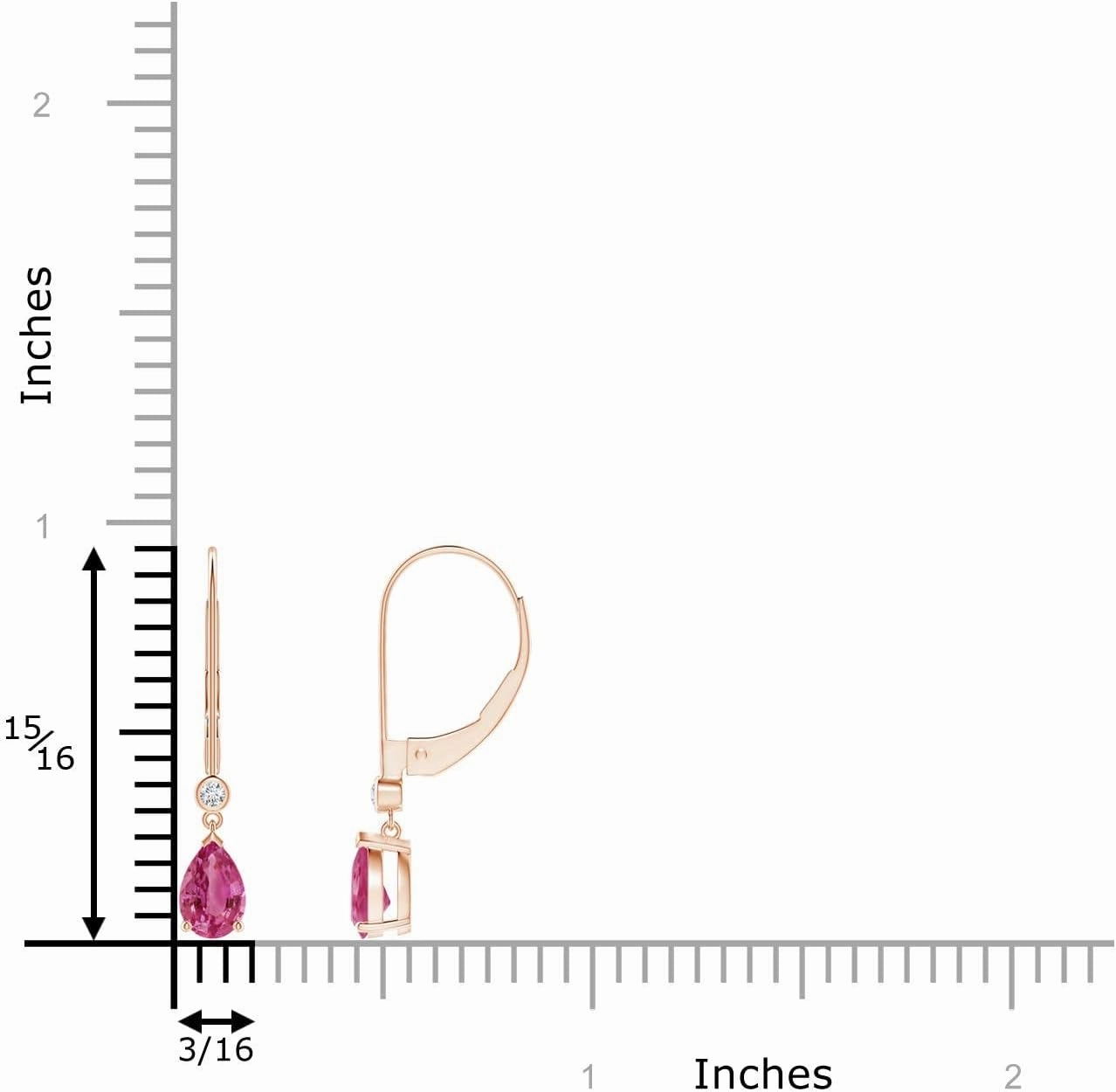 ANGARA Natural Pear-Shaped Pink Sapphire Leverback Drop Earrings with Diamond in 14K Solid Gold/Platinum | Birthday, Engagement, Anniversary, Wedding Jewelry Gift for Women