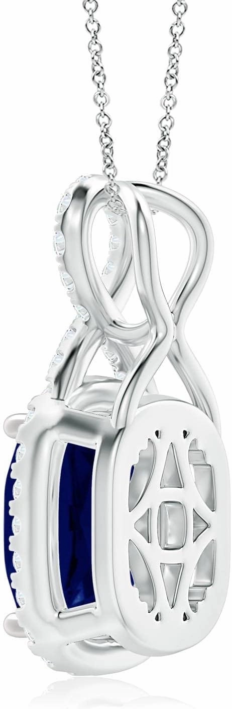 Angara Natural Rectangular Cushion Sapphire Infinity Pendant in 14K Solid Gold/Platinum | September Birthstone, Birthday, Engagement, Anniversary, Wedding Jewelry Gift for Women