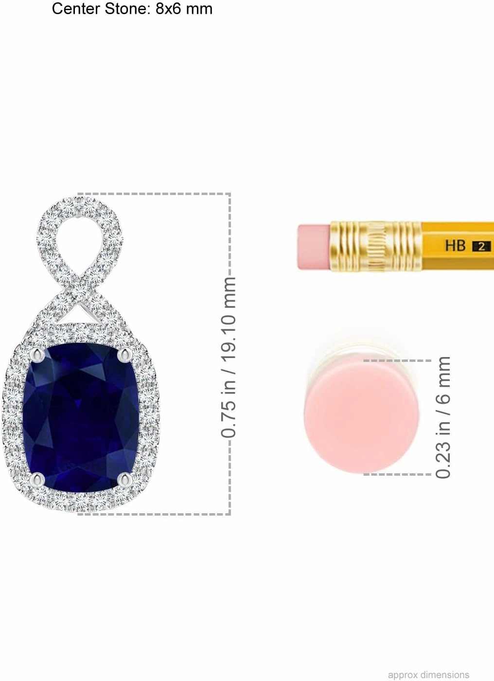 Angara Natural Rectangular Cushion Sapphire Infinity Pendant in 14K Solid Gold/Platinum | September Birthstone, Birthday, Engagement, Anniversary, Wedding Jewelry Gift for Women