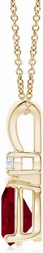 Angara Natural Ruby Teardrop Pendant with Diamond in Silver / 14K Solid Gold/Platinum | July Birthstone, Birthday, Engagement, Anniversary, Wedding Jewelry Gift for Women