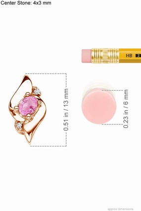 Angara Natural Shell Style Oval Pink Sapphire and Diamond Pendant in Silver / 14K Solid Gold/Platinum for Women | September Birthstone, Birthday, Anniversary Jewelry Gift for Women