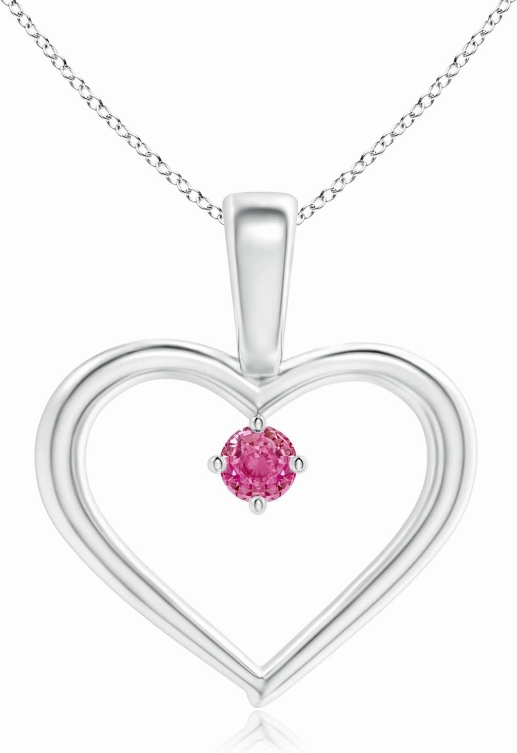 Angara Natural Solitaire Pink Sapphire Heart Pendant in 14K Solid Gold/Platinum | Birthday, Engagement, Anniversary, Wedding Jewelry Gift for Women