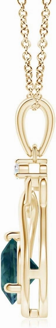 Angara Natural Teal Montana Sapphire Knotted Heart Pendant with Diamond in Silver / 14K Solid Gold/Platinum | Birthday, Engagement, Anniversary, Wedding Jewelry Gift for Women