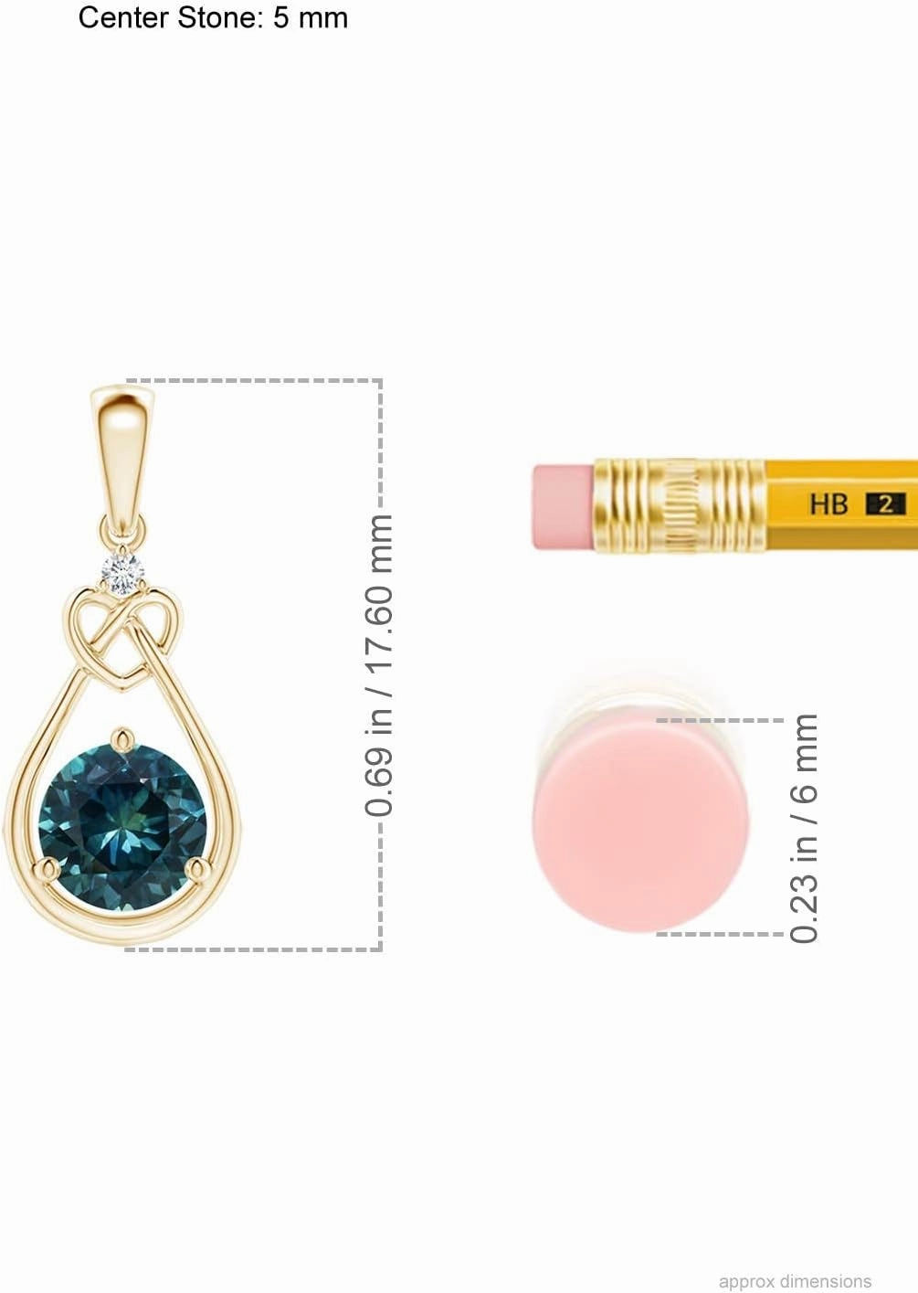 Angara Natural Teal Montana Sapphire Knotted Heart Pendant with Diamond in Silver / 14K Solid Gold/Platinum | Birthday, Engagement, Anniversary, Wedding Jewelry Gift for Women