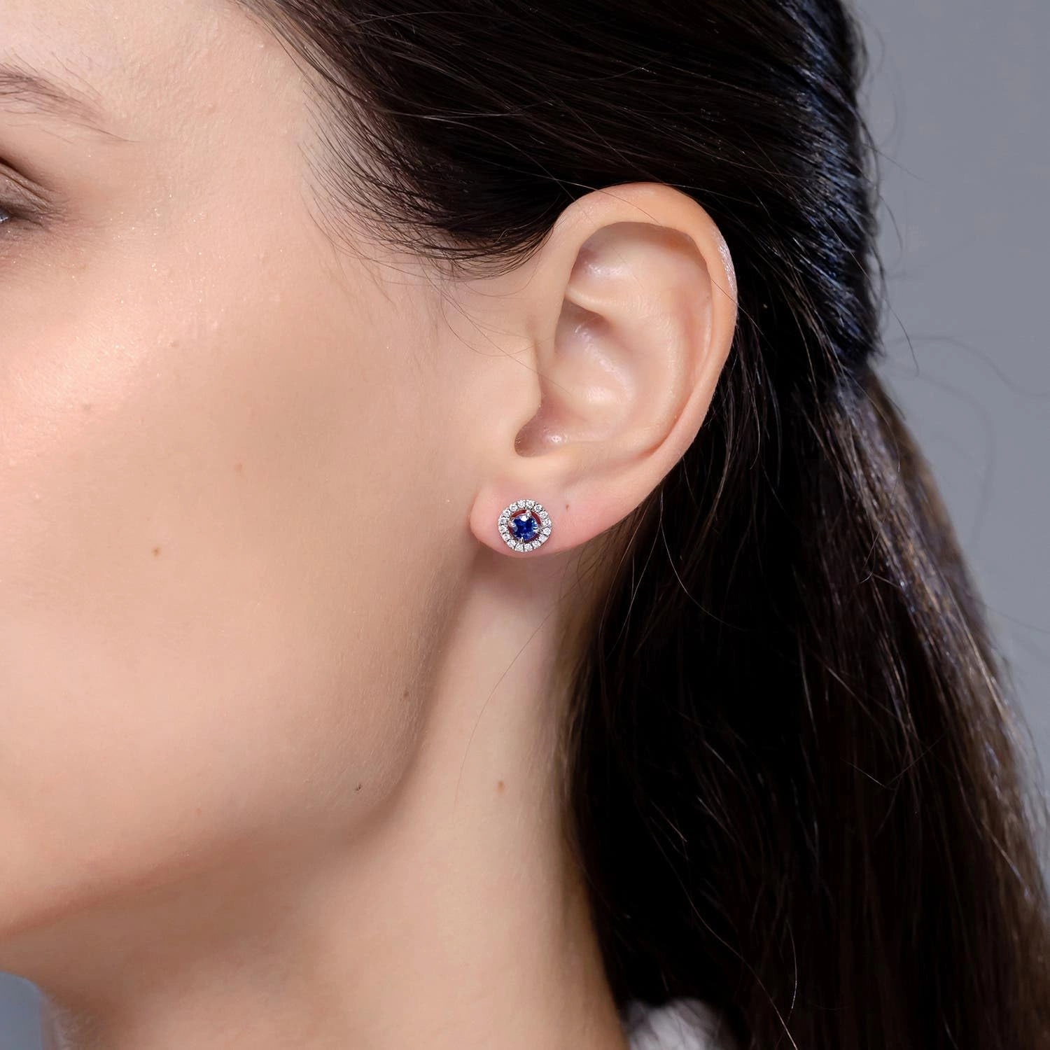 ANGARA Natural Vintage Style Sapphire and Diamond Halo Stud Earrings in 14K Solid Gold/Platinum | September Birthstone, Birthday, Engagement, Anniversary, Wedding Jewelry Gift for Women