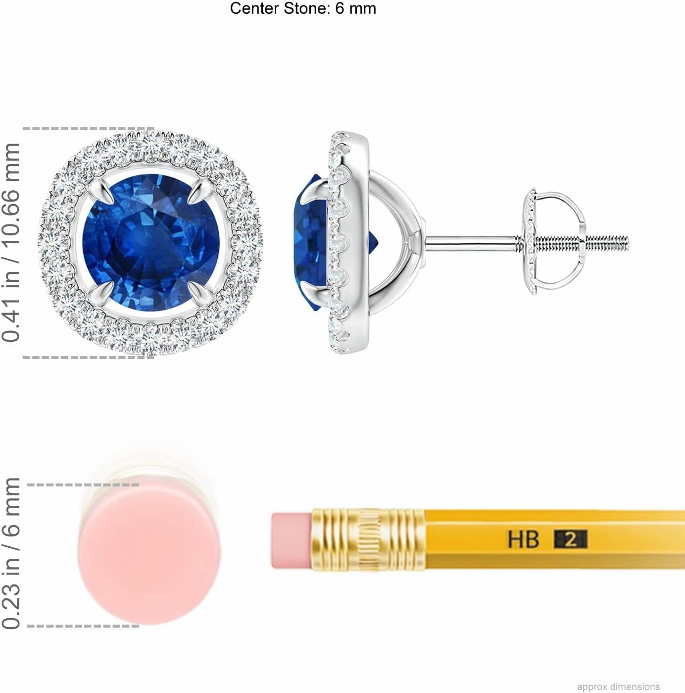 ANGARA Natural Vintage Style Sapphire and Diamond Halo Stud Earrings in 14K Solid Gold/Platinum | September Birthstone, Birthday, Engagement, Anniversary, Wedding Jewelry Gift for Women