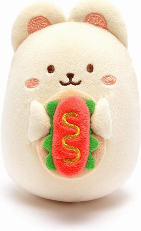Anirollz Stuffed Animal Plush Toy – 3.5" Small Fabric Squishy Ball Doll | Soft, Warm, Cute, Comfort, Safe | Birthday Pillow with Kawaii Bunny Rabbit with Hot Dog Bunniroll