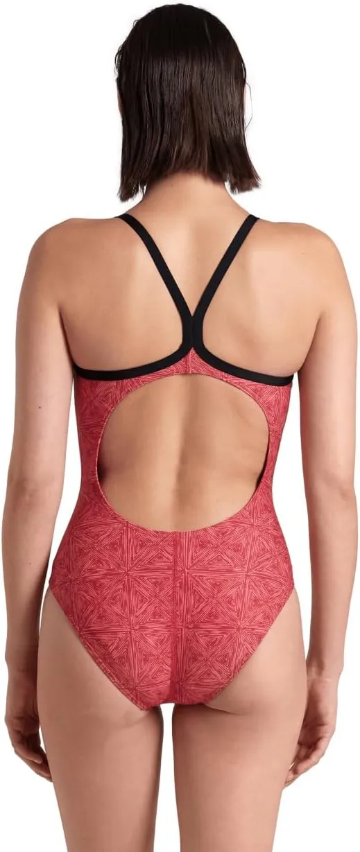 ARENA Performance Abstract Tiles Women's Swimsuit Light Drop Back One Piece Pool Training Bathing Suit Sports Swimwear