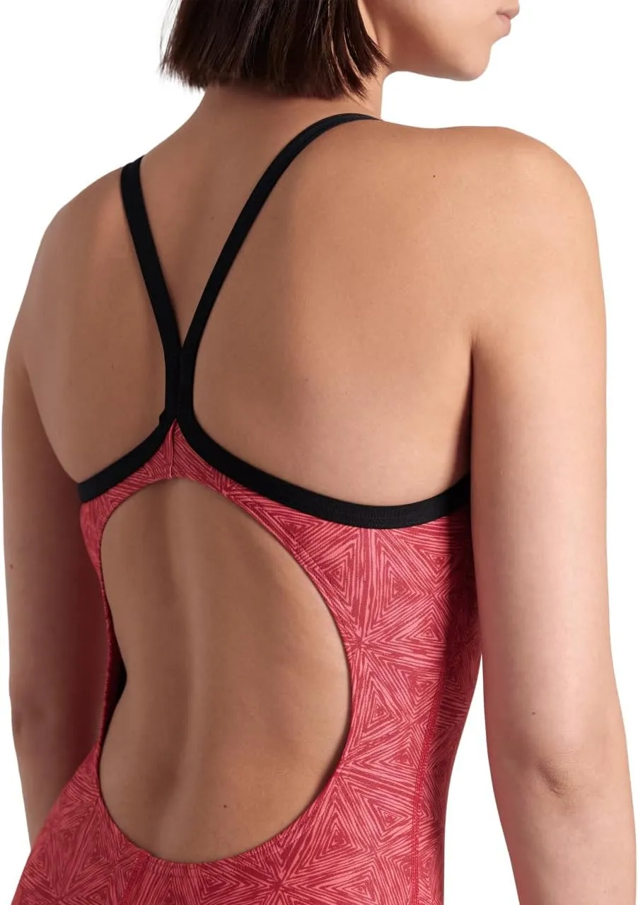 ARENA Performance Abstract Tiles Women's Swimsuit Light Drop Back One Piece Pool Training Bathing Suit Sports Swimwear