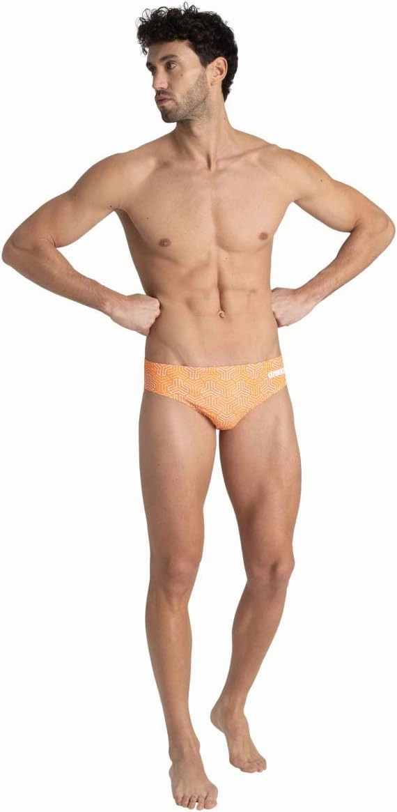 ARENA Men's Team Color Print 3-inch Brief Athletic Training Swimsuit Bathing Suit