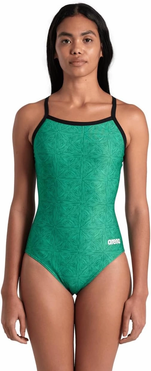 ARENA Performance Abstract Tiles Women's Swimsuit Light Drop Back One Piece Pool Training Bathing Suit Sports Swimwear