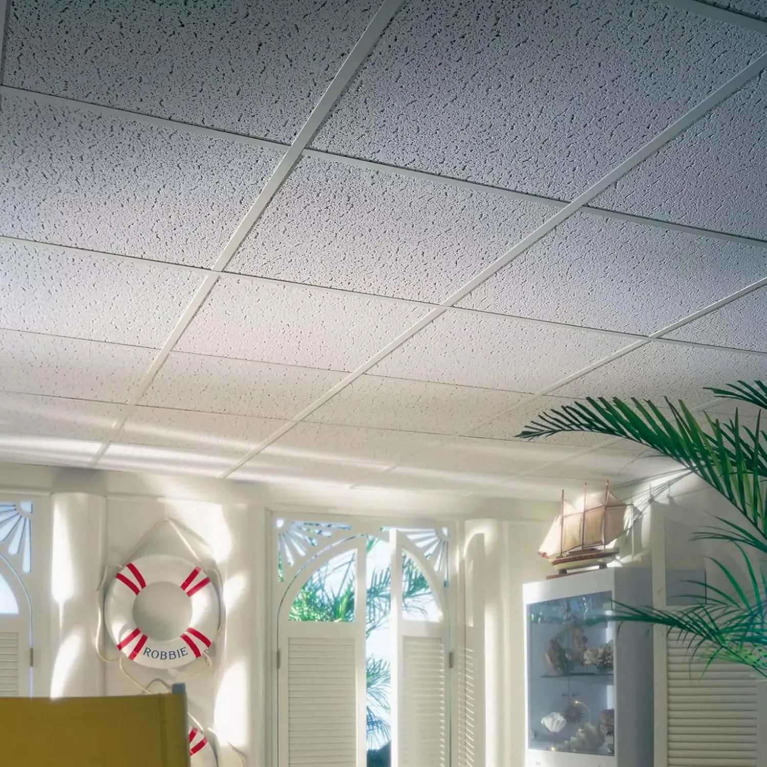 Armstrong Ceiling Tiles; 2x2 Ceiling Tiles - 16 pc White; Acoustic Ceilings for Suspended Grid; Textured 949