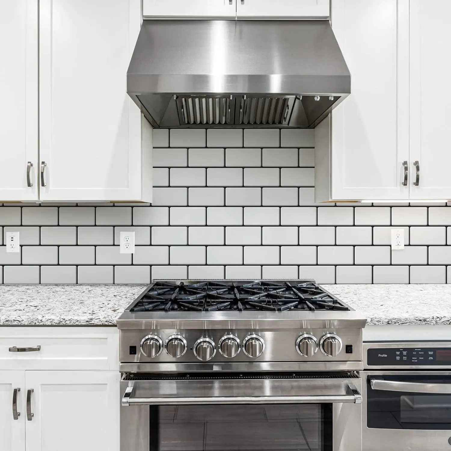 Art3d Peel and Stick Backsplash, 10-Pack Thickened Stick on Subway Tiles, Faux Ceramic Tiles for Kitchen, Bathroom, White with Black Grout