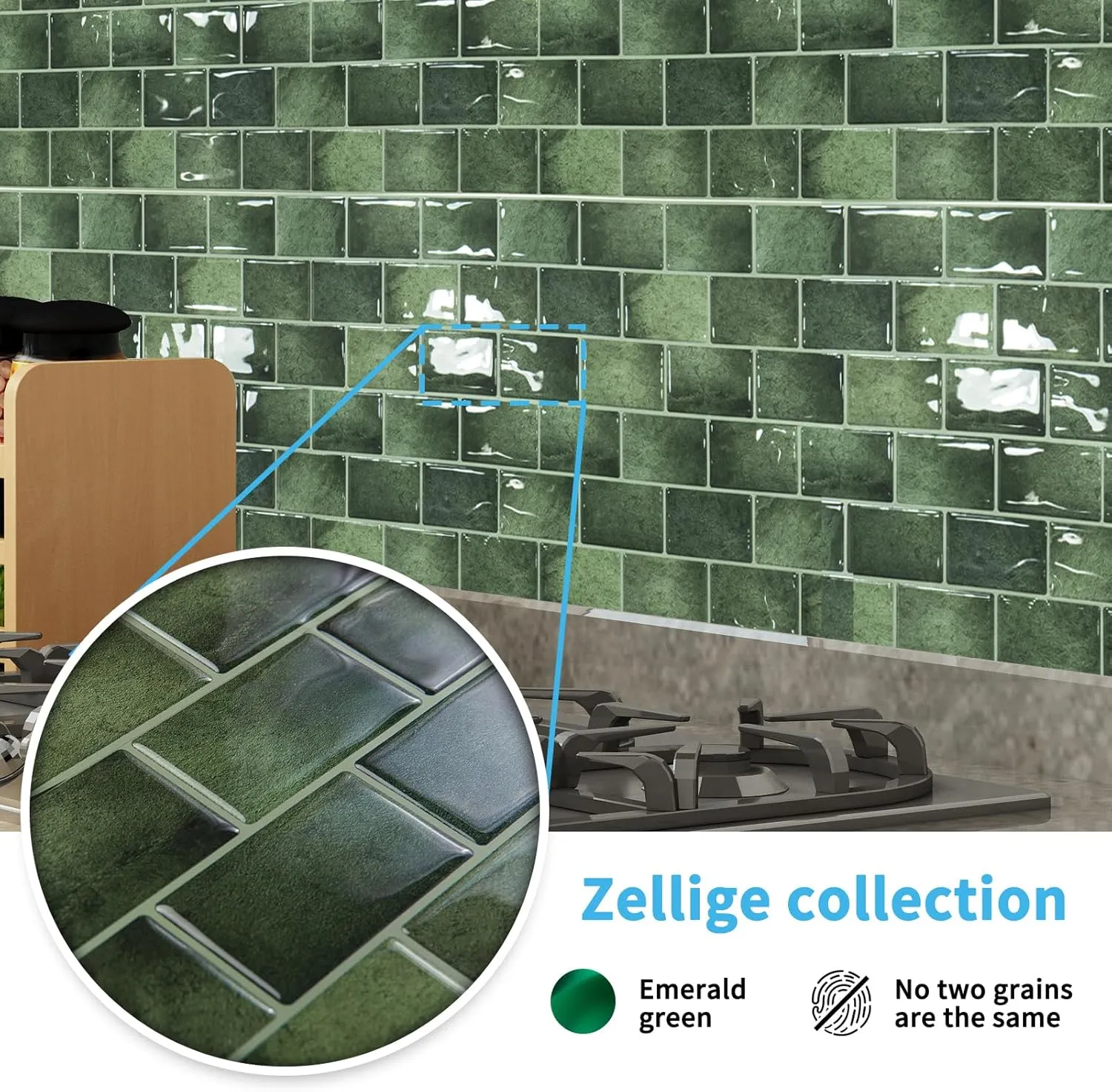 Art3d Peel and Stick Backsplash Tile Green for Kithchen Bathroom Laundry Room Stove RV, 20-Pack of 12 x 6" Self-Adhesive Vinyl Stick On Subway Tile