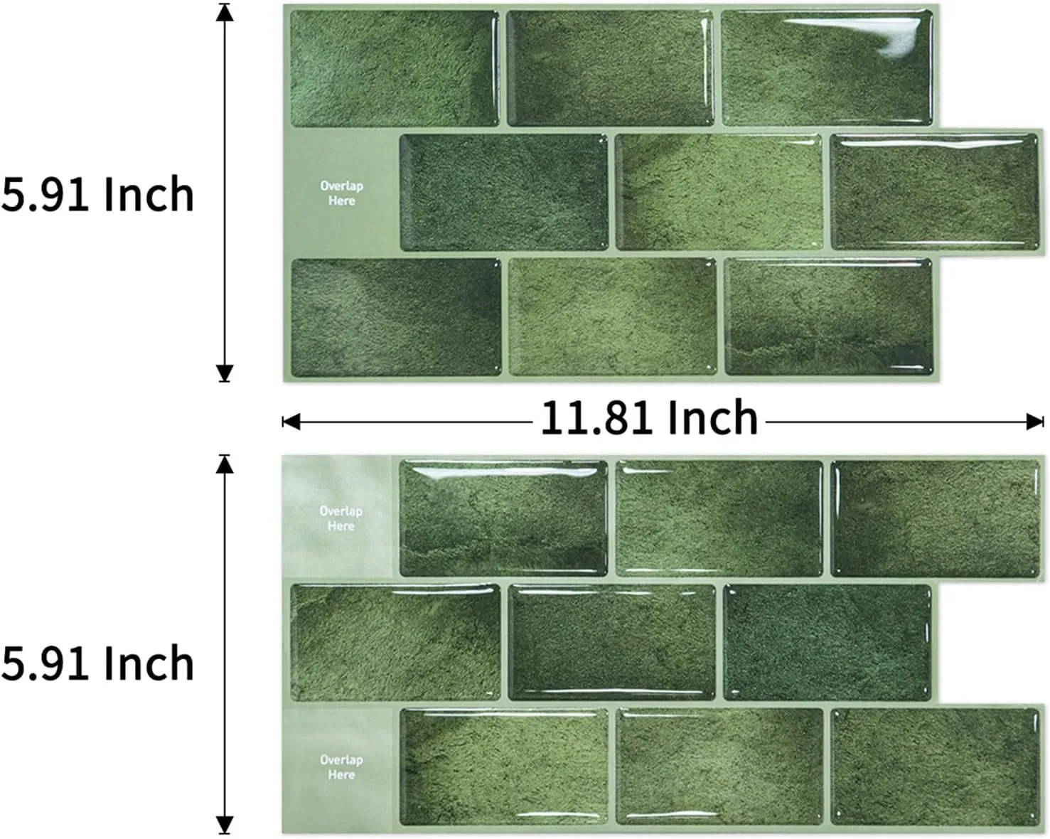 Art3d Peel and Stick Backsplash Tile Green for Kithchen Bathroom Laundry Room Stove RV, 20-Pack of 12 x 6" Self-Adhesive Vinyl Stick On Subway Tile
