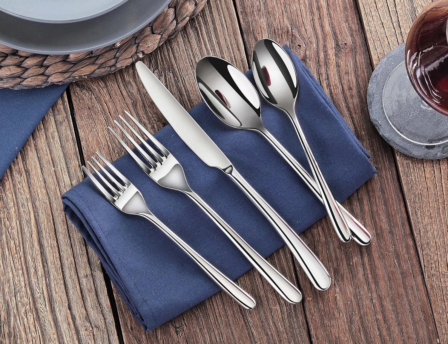 Artaste Rain II Forged 18/10 Stainless Steel (Silver (Set of 12), Teaspoon (7-Inch))