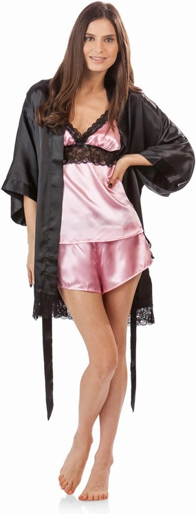 Ashford & Brooks Women's 3 Piece Satin Robe and Pajama Set
