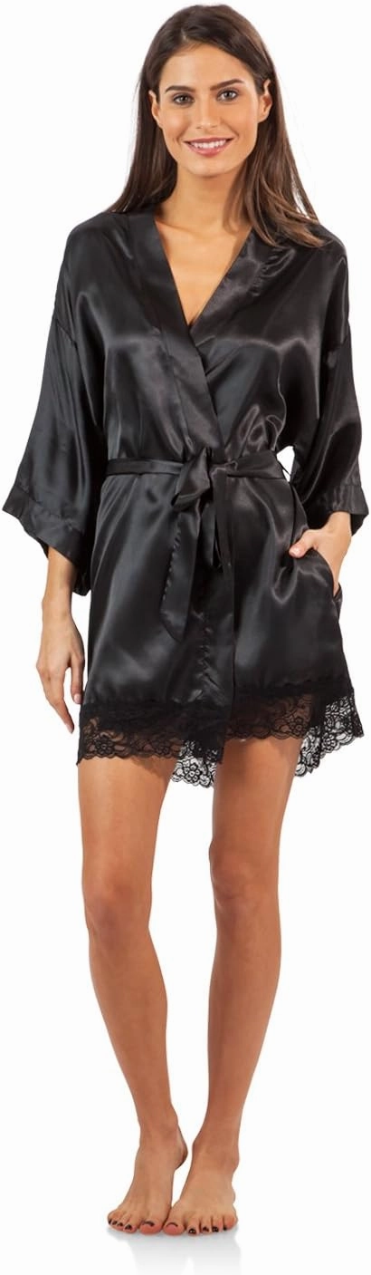 Ashford & Brooks Women's 3 Piece Satin Robe and Pajama Set