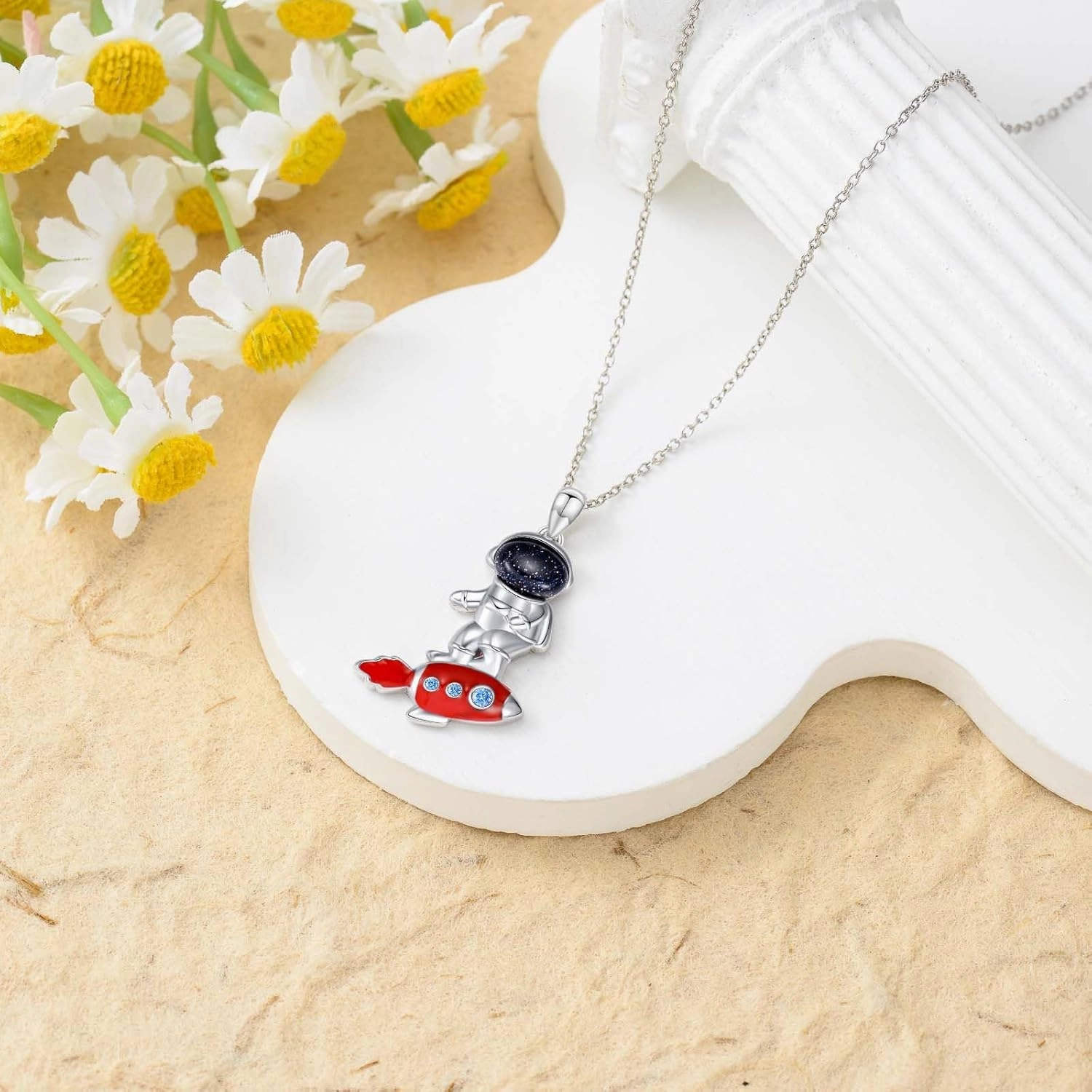 Astronaut//Lock/Monstera Necklace for Women 925 Sterling Silver Pendant Necklace Jewelry Gifts
