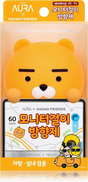 AURA Monitor-Mounted Air Freshener, Ryan (Blue Sky, 0.15fl oz) - Odor Fighting for Car, Laptop, TV, Home. Kakao Friends Figurine. No Spill Air Freshener, Accessories