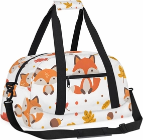 Autumn Leaf Fox Kids Overnighter Duffel Bags for Boys, Carry-On Size Sports Gym Bag with Front Zipper Pocket for School Practice or Overnight Travel Weekender Sleepover Tote Bag