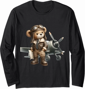 Aviator Bear - Vintage Pilot Adventure Design Long Sleeve T-Shirt