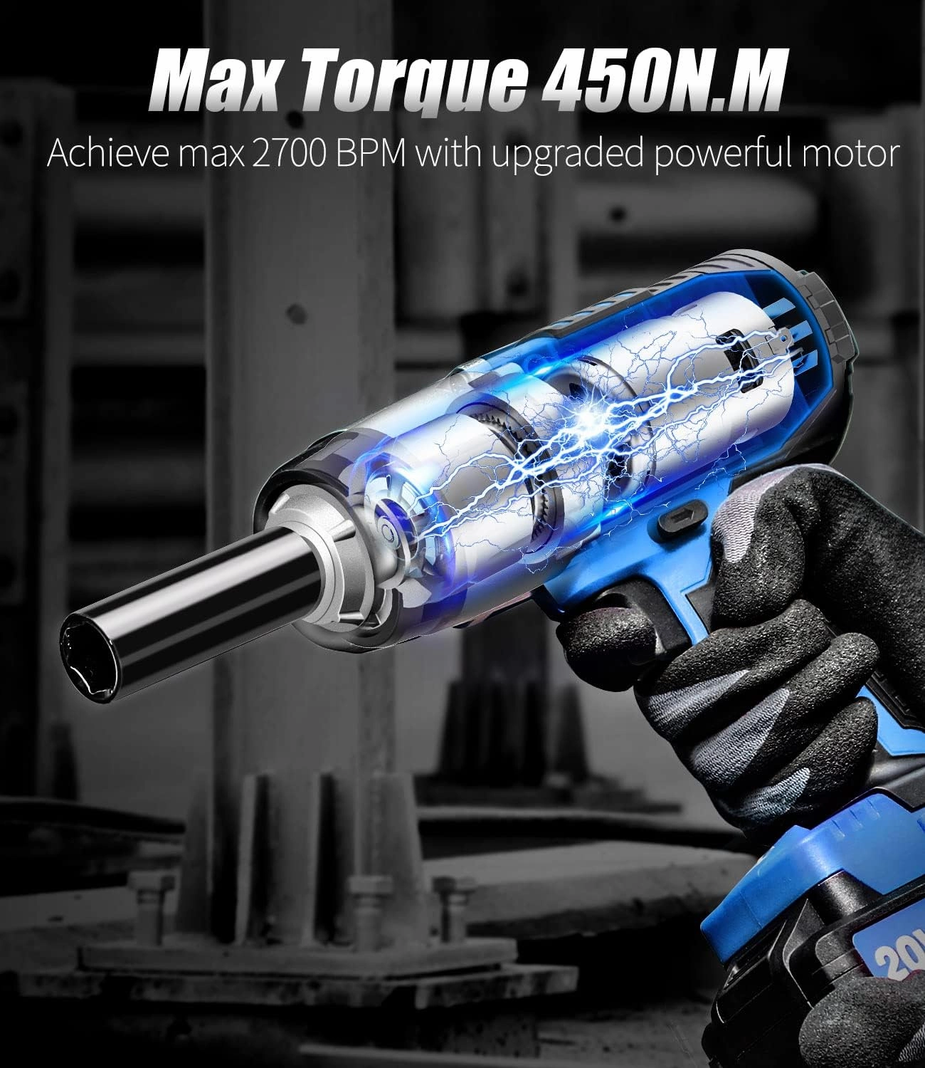AVID POWER 20V Cordless Impact Wrench, Electric Impact Gun 1/2 Inch Drive with 330 ft-lbs Max Torque (450N.m), 3.0Ah Li-Ion Battery, 4-Piece Socket Set, Fast Charger and Tool Bag