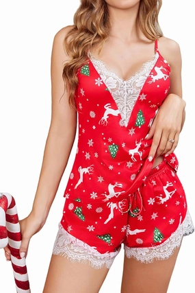 Avidlove Women Pajama Set Lace Trim Short PJ Set Modal V Neck Sleeveless Sleepwear Drawstring Waist Nightwear S~XXL