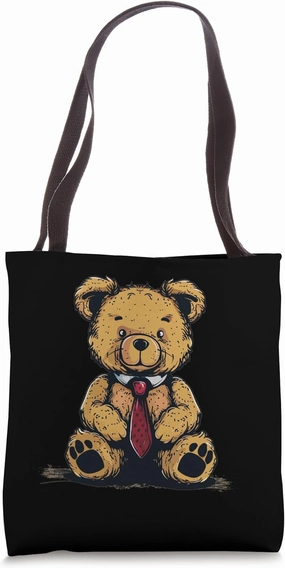 Awesome Teddy Bear with Tie loves Office and bureau Tote Bag