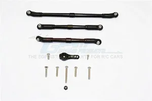 Axial SCX10 II Upgrade Parts (AX90046, AX90047) Aluminum Adjustable Steering Links with 25T Servo Horn - 4Pcs Set Black