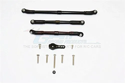 Axial SCX10 II Upgrade Parts (AX90046, AX90047) Aluminum Adjustable Steering Links with 25T Servo Horn - 4Pcs Set Black