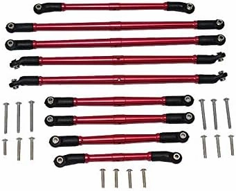 Axial 1/10 SCX10 III JT Gladiator (AXI03006) Upgrade Parts Aluminum Adjustable Tie Rods - 9Pc Set Red