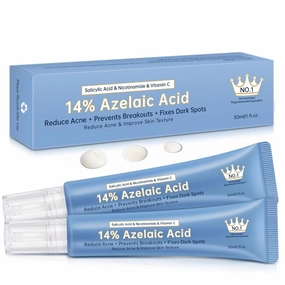 Azelaic Acid 14 Percent Cream For Face, Azelaic Acid Gel For Dark Spot, 2PCS Azelaic Acid Acne Cream With Salicylic Acid, Niacinamide & Vitamin C, Relieve Irritation..