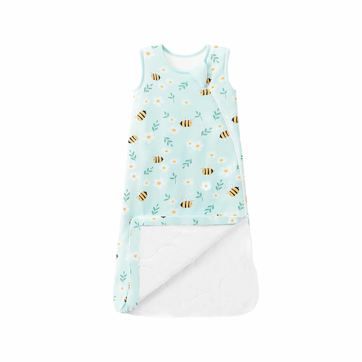 Baby Sleep Sack 0-6M 1.0 Tog 95% Rayon from Bamboo 5% Spandex Breathable Sleep Sacks Baby Quilted Wearable Blanket 2-Way Zipper Lightweight Little bee