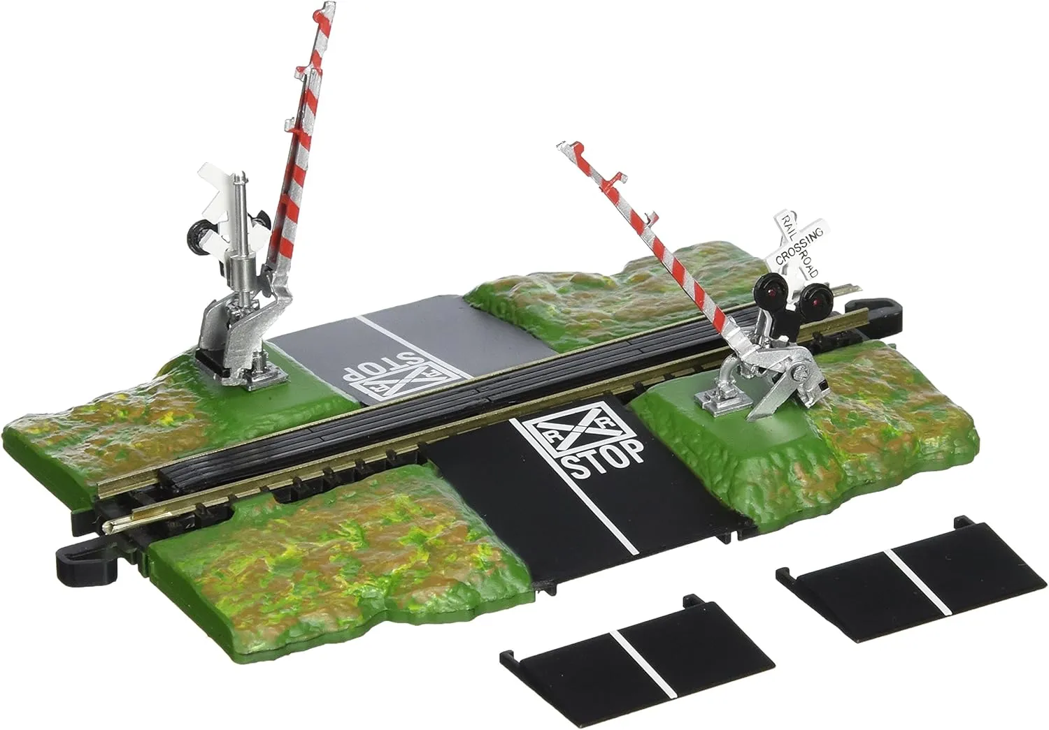 Bachmann Trains - Snap-Fit E-Z TRACK E-Z TRACK CROSSING GATE - NICKEL SILVER Rail With Grey Roadbed - N Scale Small