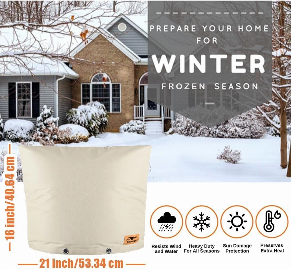 Backflow Preventers Protection, 21”W x 16”H Backflow Winter Cover, Insulated Cover Pouch for Irrigation Backflow Valve, Sprinkler Valves in Snow or Sun Exposure, Winterizing Backflow Preventers – Sand