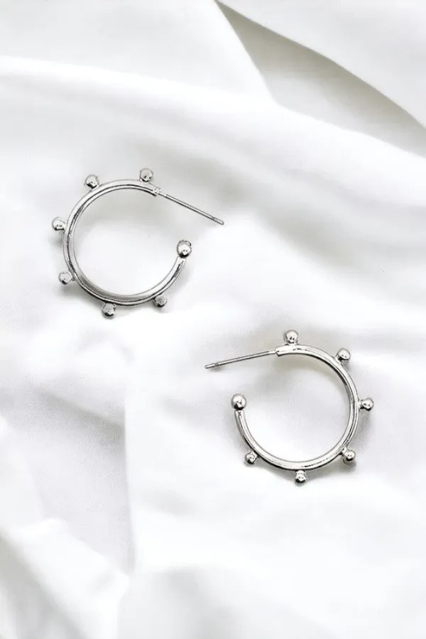 BALL BEAD MINI C HOOP EARRING