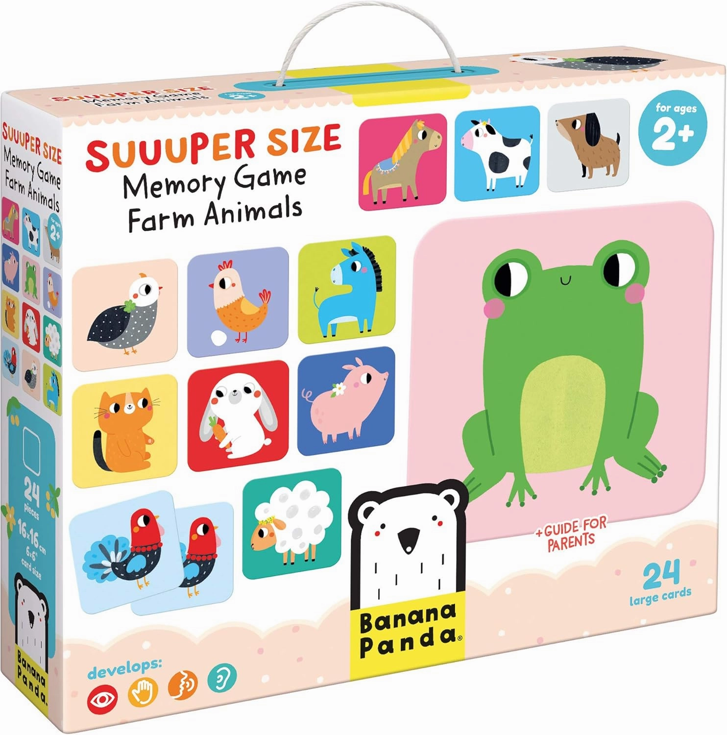 Banana Panda Suuuper Size Memory Game - Farm Animals - Classic Toddler Game Includes 24 Extra-Large Cards - Play Matching Games or Use as Flashcards, for Toddlers and Little Kids Ages 2-4 Years
