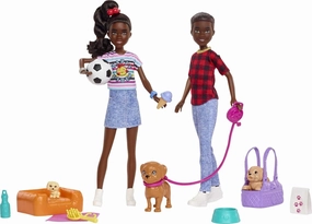 Barbie It Takes Two Doll & Accessories, Twins Playset with Brother & Sister Dolls, 3 Pet Puppies & 10  Accessories