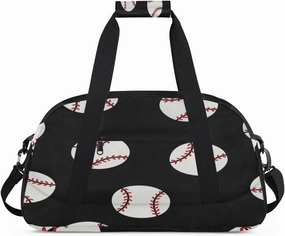 Baseball Ball Print Kids Overnighted Duffel Bag Carry-On Size & Ideal for School Practice or Weekender Travel with Zip and Shoulder Stra for Boys & Girls