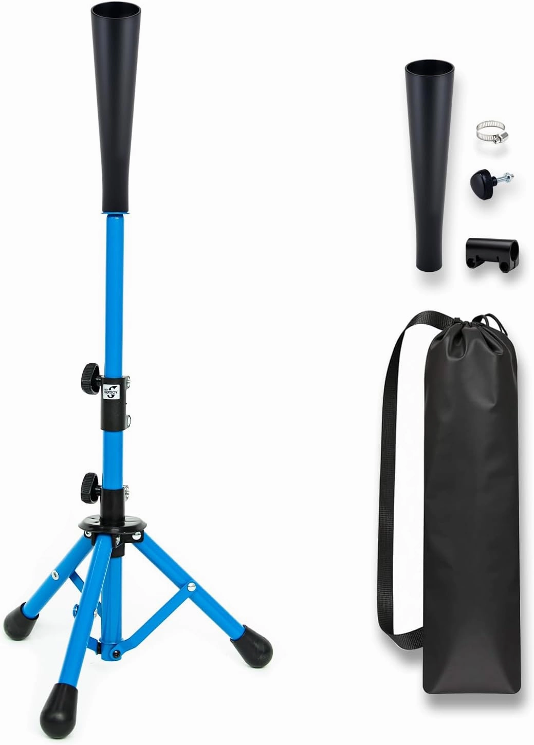 Baseball Batting Tee for Kids Aged 3-8, Height Adjustable (20.3” to 30.5”) Softball Tee for Hitting Training, Portable and Collapsible Travel Tee with 2 Tee Toppers