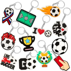 Batiyeer 36 Pack Soccer Keychains Bulk Sports Ball Key Chains Funny Gifts for Birthday Party Favors