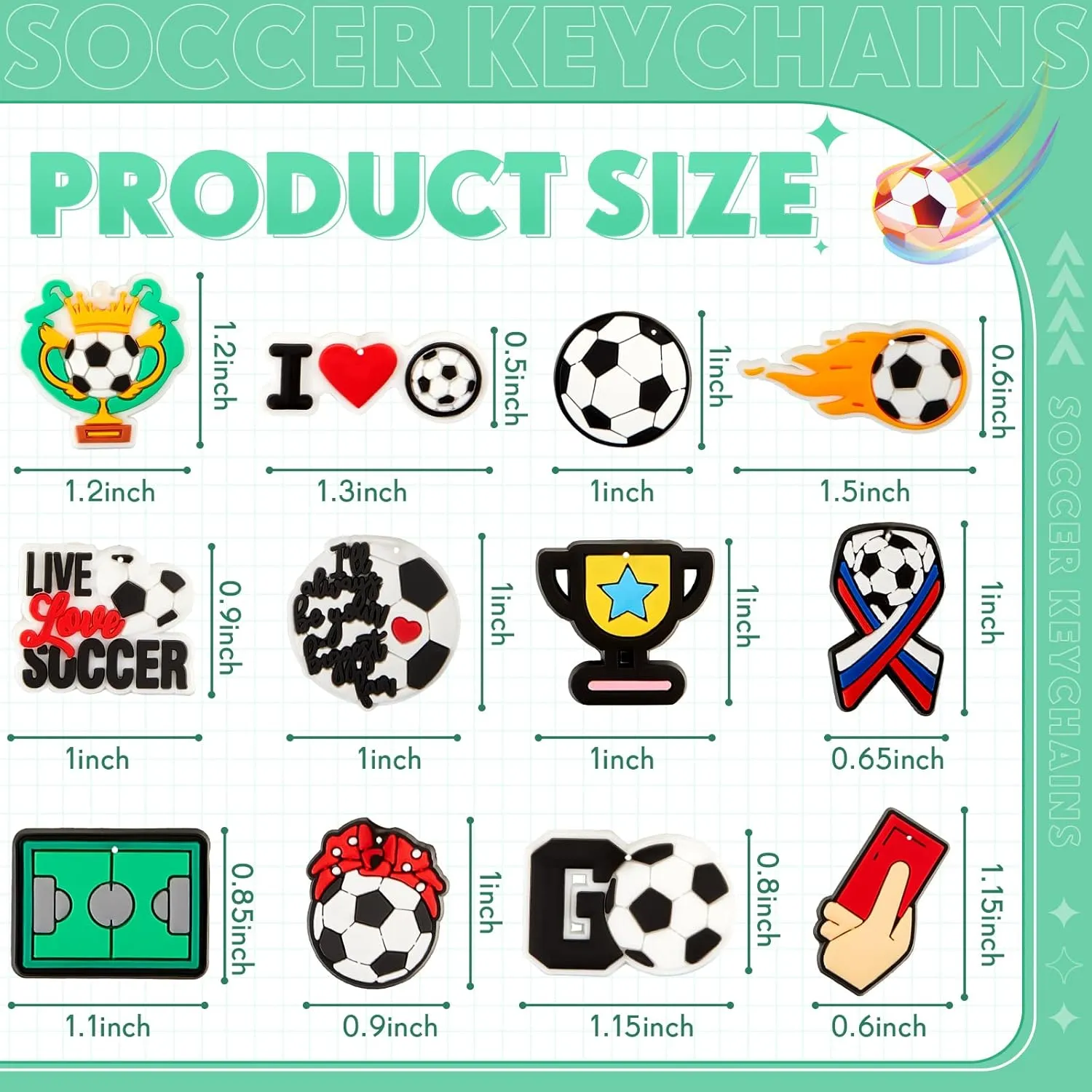 Batiyeer 36 Pack Soccer Keychains Bulk Sports Ball Key Chains Funny Gifts for Birthday Party Favors