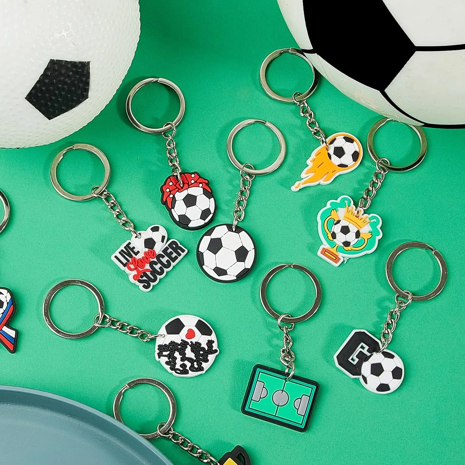 Batiyeer 36 Pack Soccer Keychains Bulk Sports Ball Key Chains Funny Gifts for Birthday Party Favors