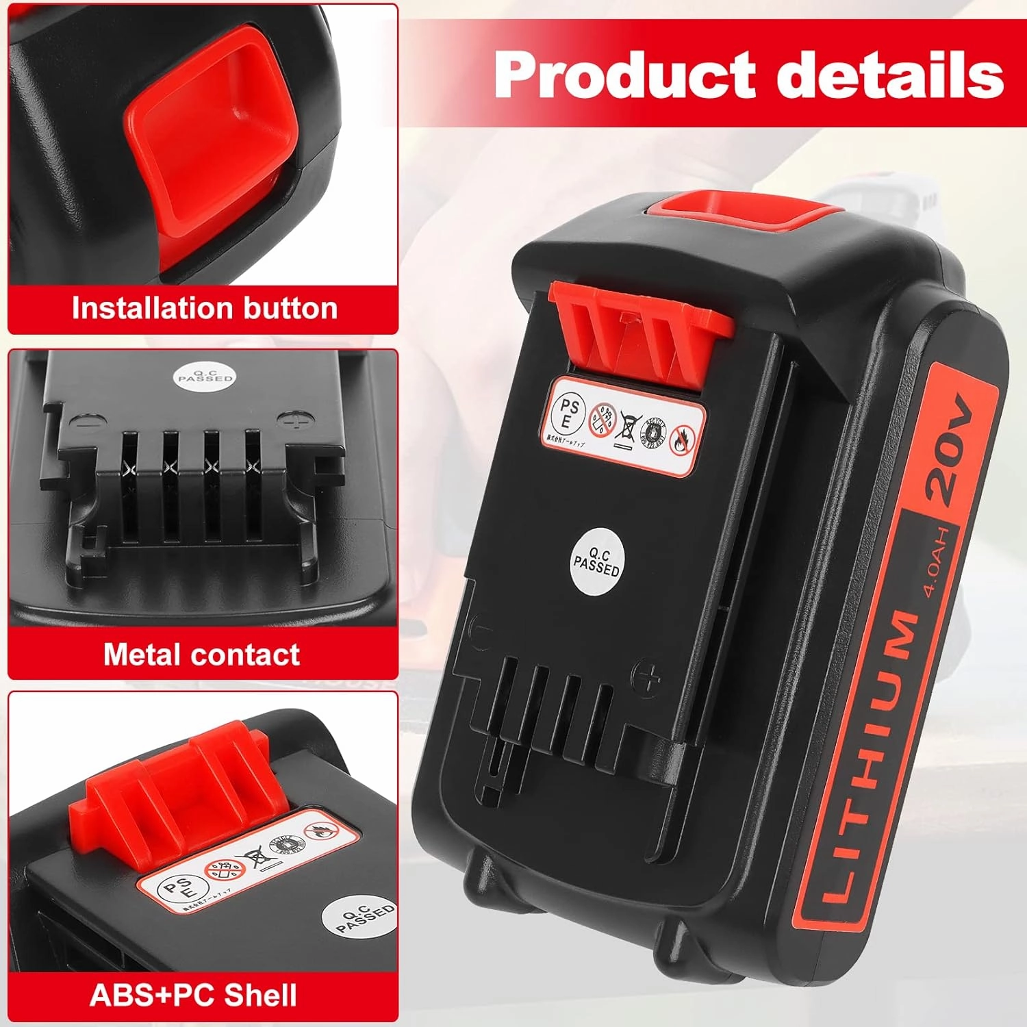 Battery 20v for BLACK  DECKER Lithium: Batteries 20 Volt Max 4.0 ah Replacement Compatible with Cordless Power Tools XR Li- ion 2 Pack 20volt Drill LBXR20 LBXR2020 LBX20 LBXR2520 LB2X4020 LB2XR20