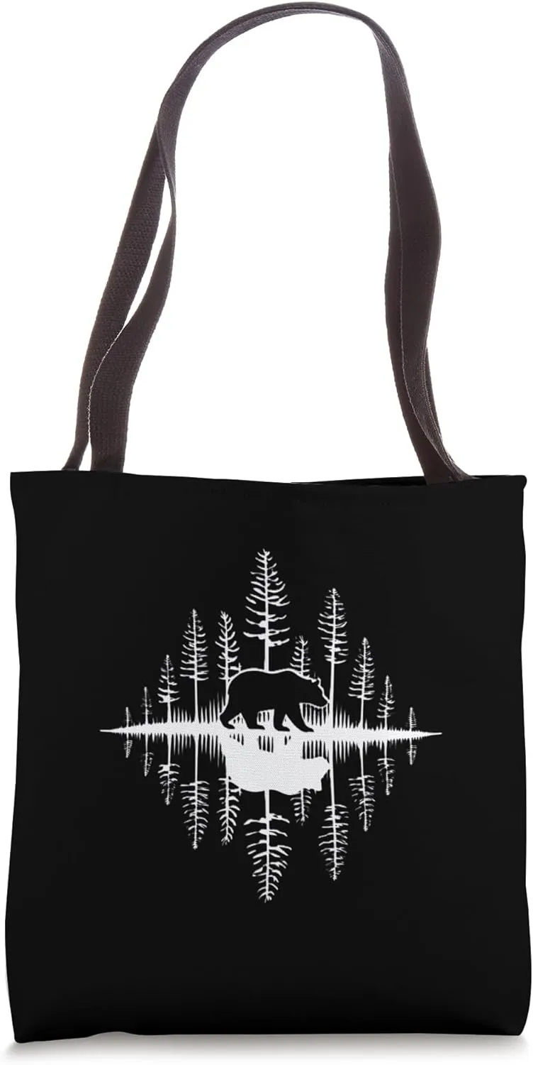 Bear Forest Reflection Nature Design Tote Bag