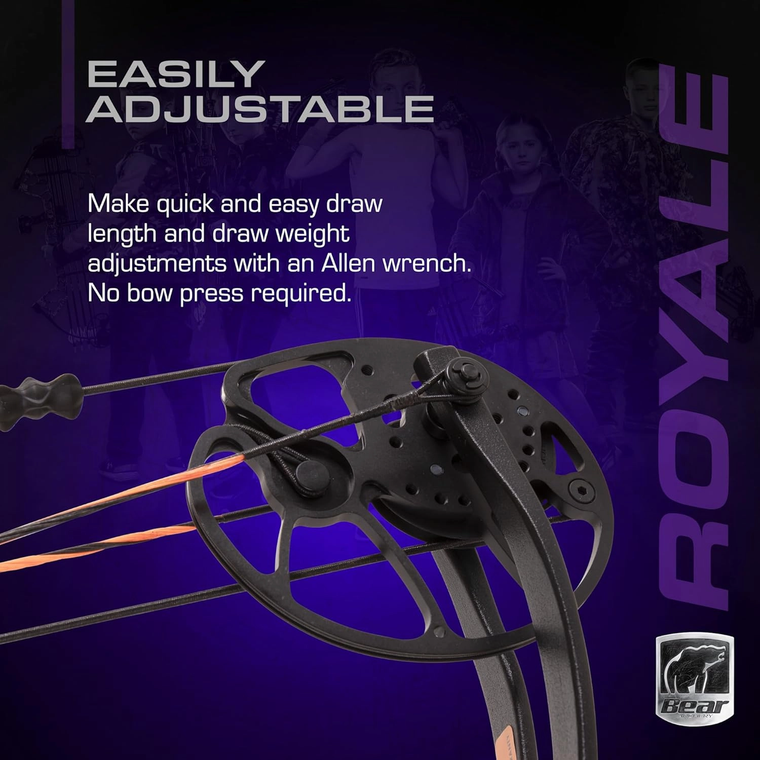 Bear Archery Royale Ready to Hunt Compound Bow Package for Adults and Youth, 12”- 27” Draw Length, 5-50 Lbs Draw Weight, Up to 290 FPS, Limbs Made in USA, Limited Life-Time Warranty