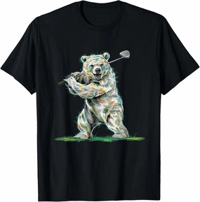 Bear playing Golf, Bear Golfer player Sports Activity T-Shirt