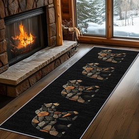 Bear Print Runner Rug, Bear Runners for Hallways, 4x12ft, Wildlife Cabin Animal Lodge Black Runner Rug, Farmhouse Country Washable Non Slip Carpet Runner - Bear Home Decor